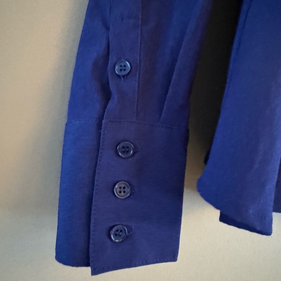 NEW NWT - TRIPLET Deep blue purple blouse ruffled - L (petite) - Picture 3 of 5